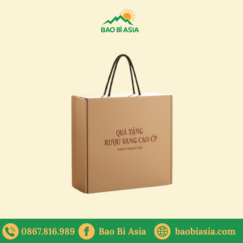 HĐR02 - Hộp giấy Kraft nâu đựng set rượu quà tặng vintage