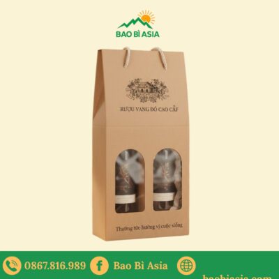 HĐR05 - Hộp giấy Kraft đựng 2 chai rượu vang có cửa sổ kính