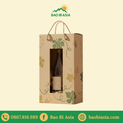 HĐR06 - Hộp giấy Kraft in lụa họa tiết đơn giản đựng rượu