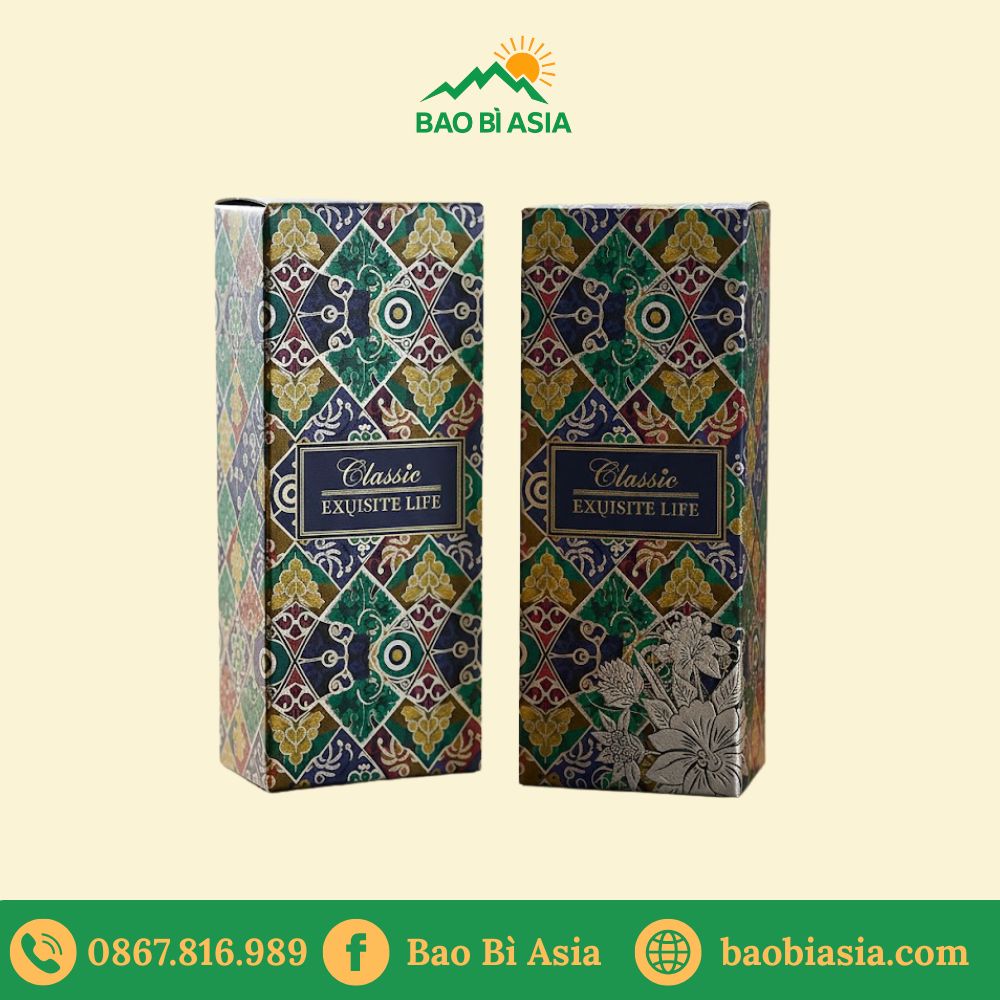 HĐR08 - Hộp giấy Ivory đựng rượu vang in offset nhiều màu