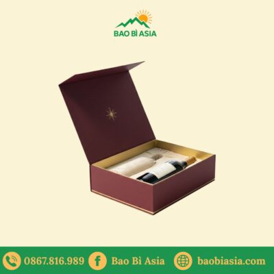 HĐR11 - Hộp giấy Couche đựng rượu vang nắp gập nam châm