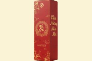 HĐR12 - Hộp giấy mềm đựng rượu vang in họa tiết Tết