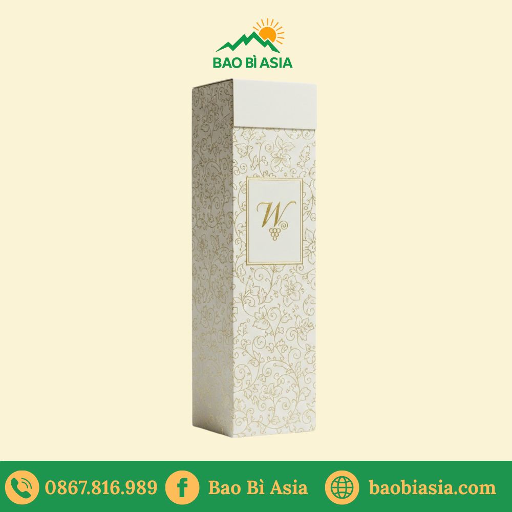 HĐR13 - Hộp giấy Ivory đựng rượu dáng đứng in logo thương hiệu