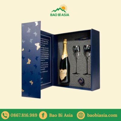 HĐR16 - Hộp carton lạnh đựng rượu vang nắp nam châm bồi giấy mỹ thuật