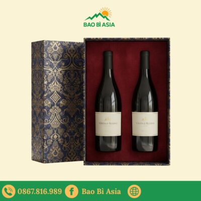 HĐR18 - Hộp carton lạnh đựng rượu 2 chai lót khay nhung