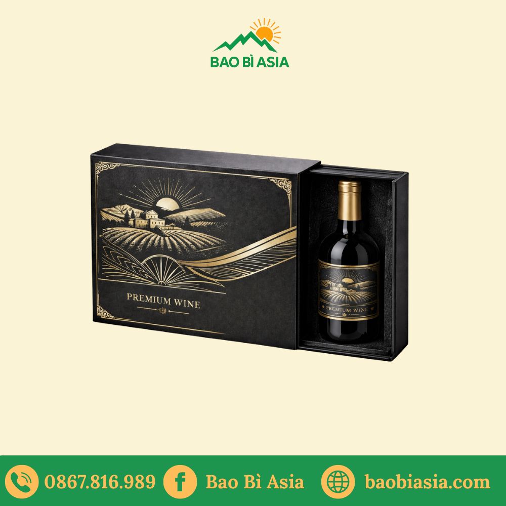 HĐR20 - Hộp carton lạnh đựng rượu nắp trượt hiện đại