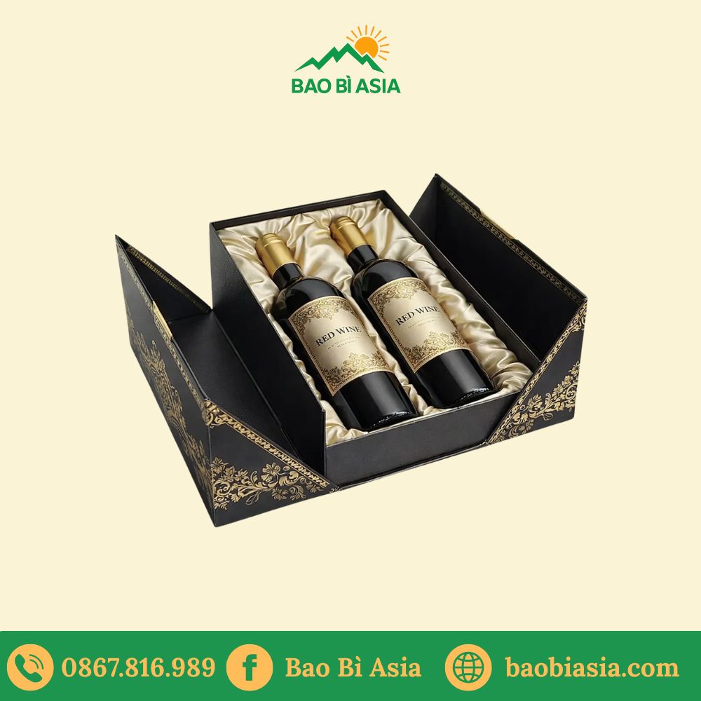 HĐR23 - Hộp cứng đựng rượu vang mở cánh bướm cao cấp