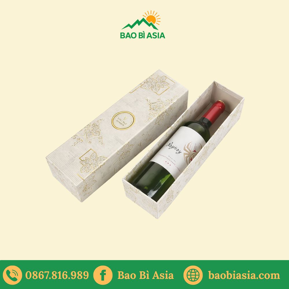 HĐR25 - Hộp giấy mỹ thuật gân sần đựng rượu vang 1 chai