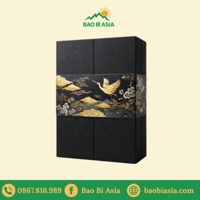 HĐR29 - Hộp giấy mỹ thuật đựng rượu kết hợp đai giấy trang trí