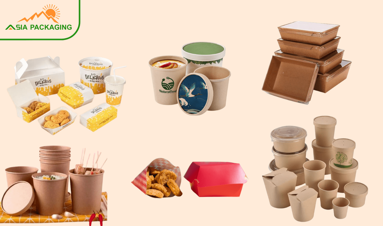 Một số mẫu hộp giấy đựng đồ ăn tại Bao Bì Asia