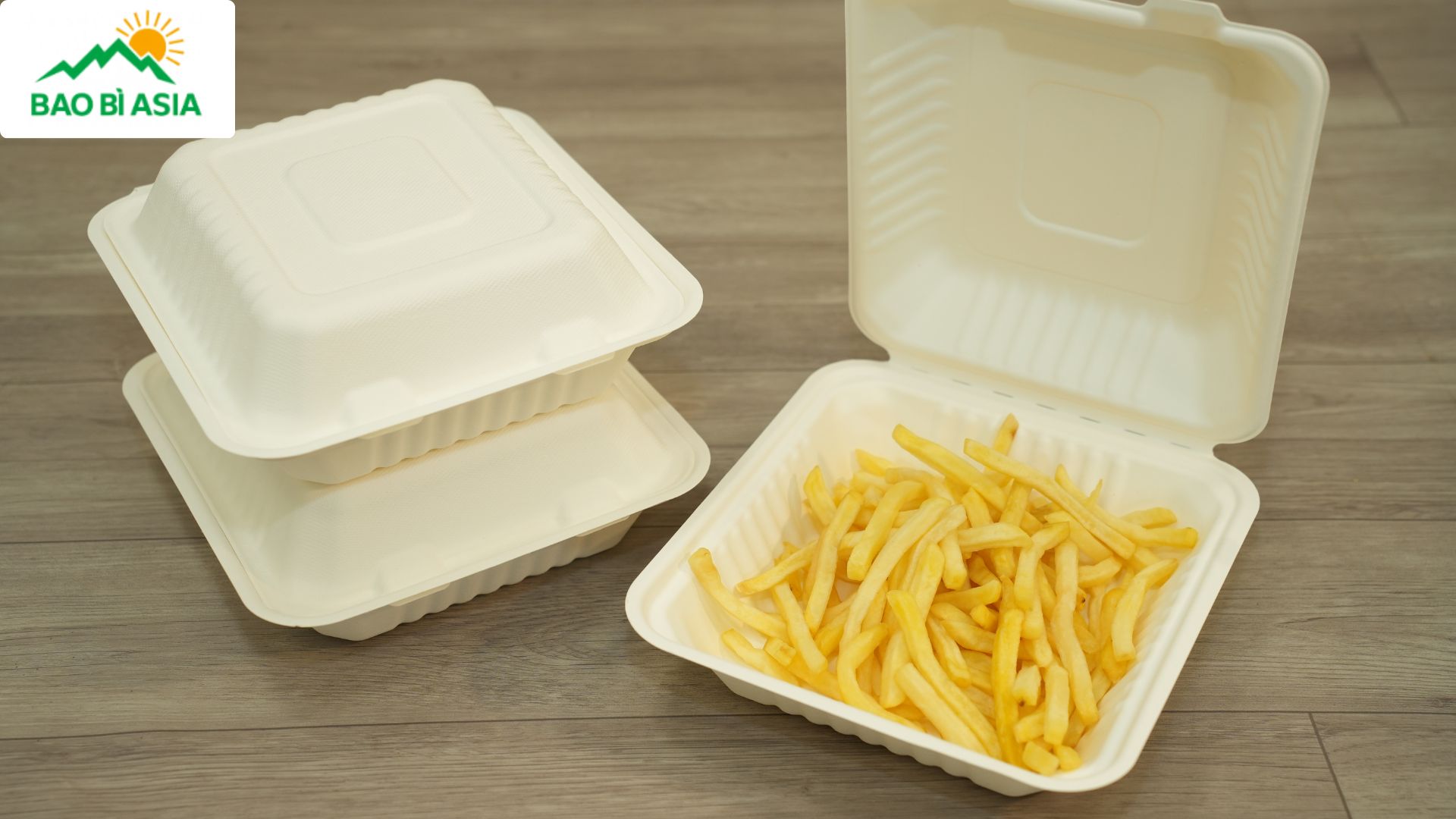 Mẫu khay giấy có nắp đựng khoai tây chiên
