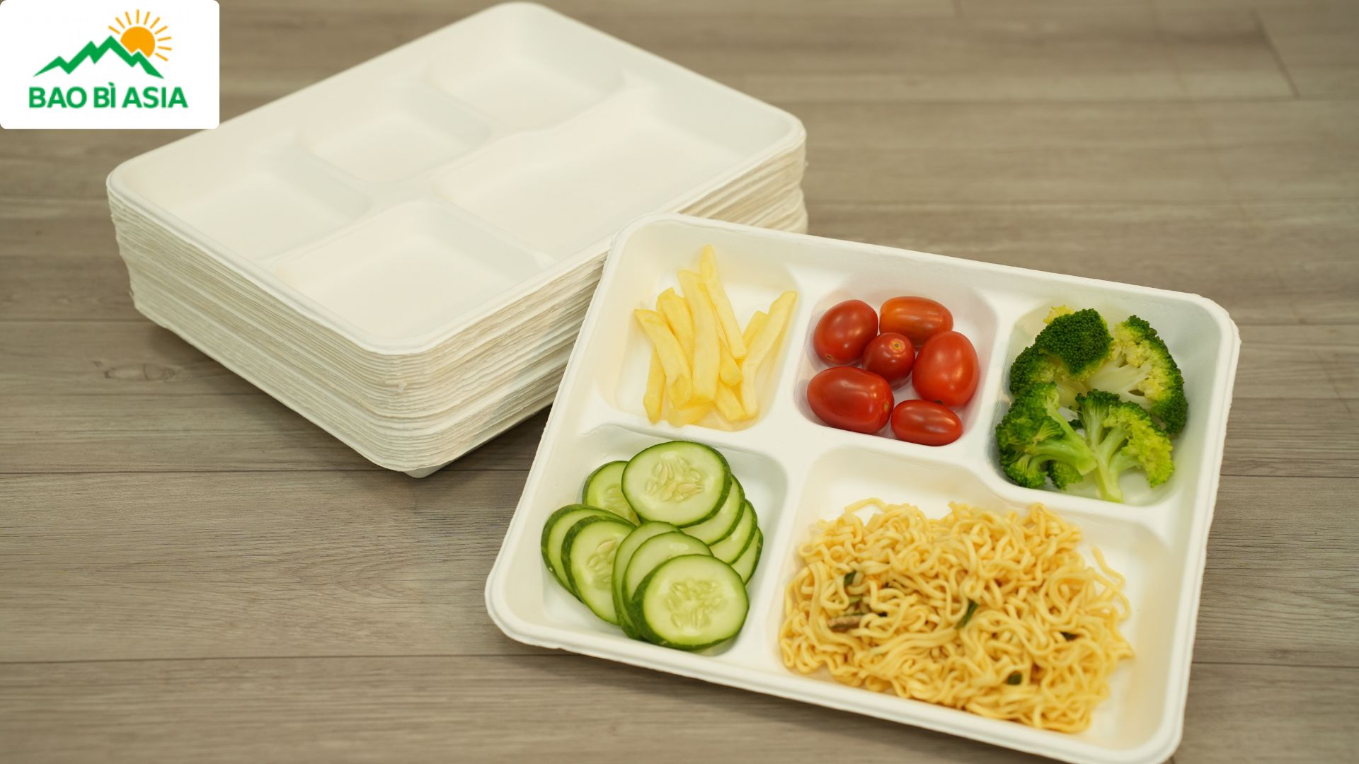 Mẫu khay giấy nhiều ngăn đựng thức ăn