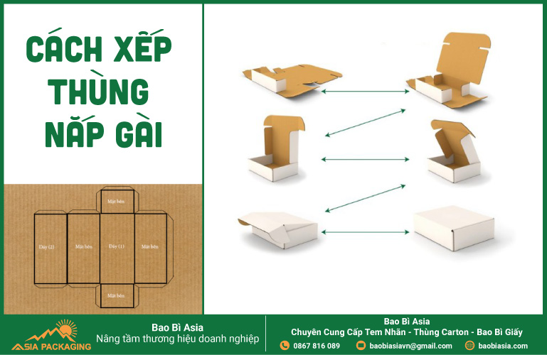 Cách xếp thùng carton nắp gài