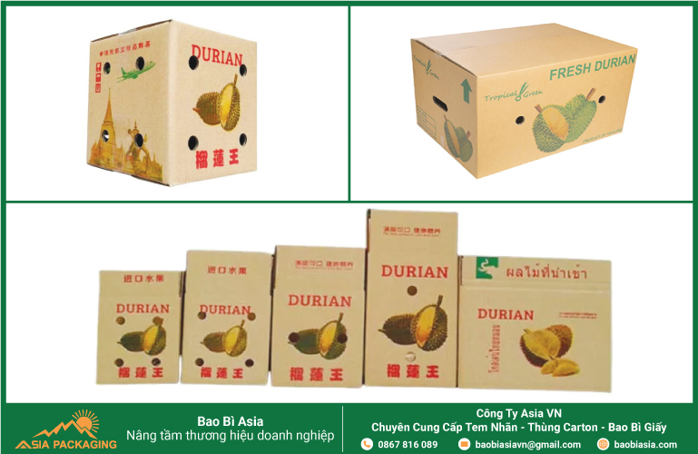 Thùng carton bế lỗ đựng sầu riêng