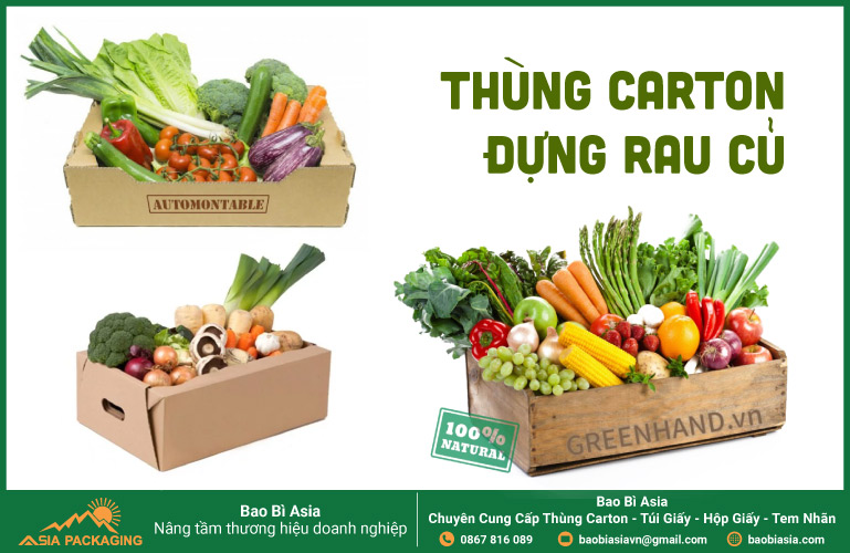 Thùng carton đựng các loại rau củ