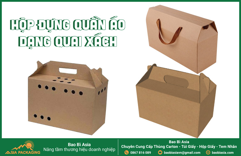  Hộp carton đựng quần áo dạng hộp có quai xách