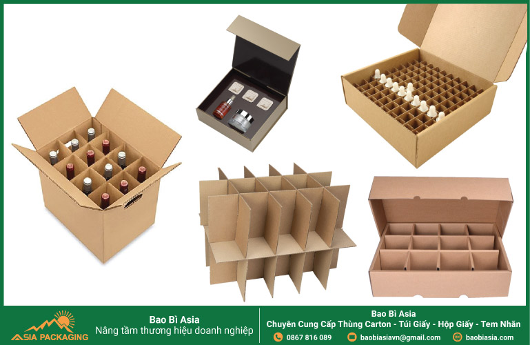 Thùng giấy đựng mỹ phẩm có ngăn chia bên trong