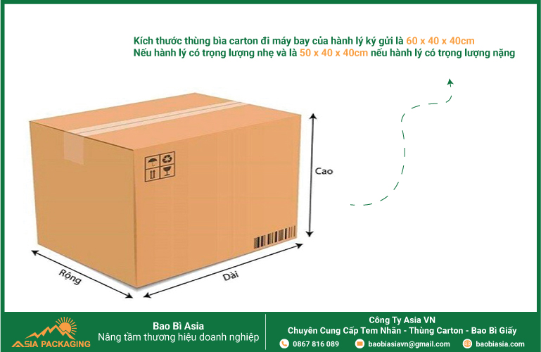  Kích thước thùng carton đi máy bay