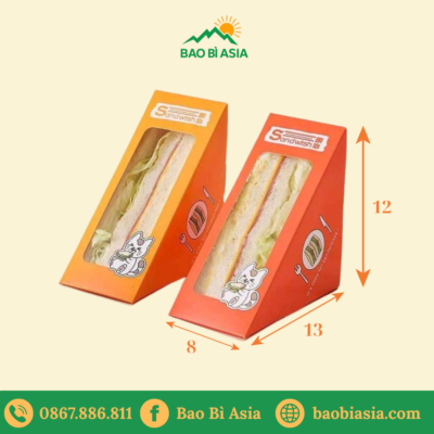 Hộp bánh sandwich - 13x8x12 - Giấy Couche