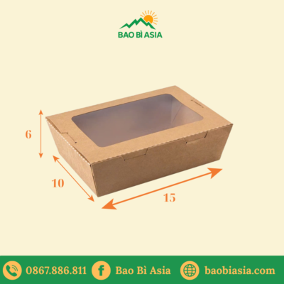 Hộp đựng thức ăn - 15x10x6 - Giấy Kraft