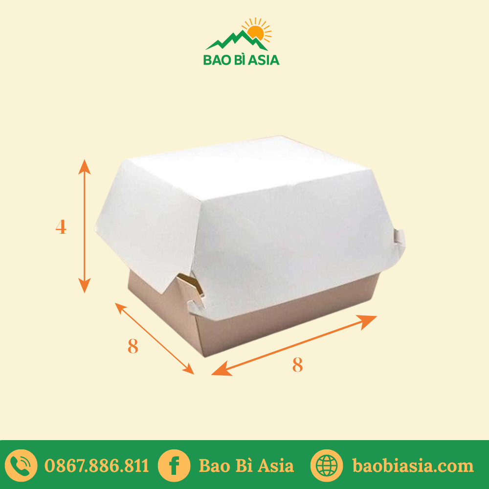 Hộp giấy đựng bánh bao – 8x8x4 – Giấy Duplex