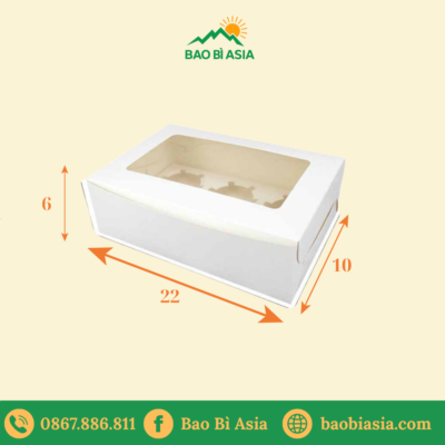 Hộp giấy đựng bánh có kính - 22x10x6 - Giấy Kraft