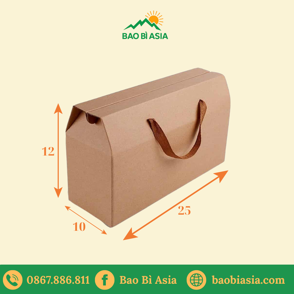 Hộp quà có dây - 25x10x12 - Giấy Crystal