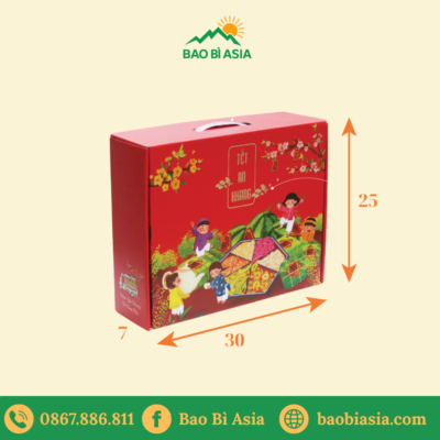 Hộp quà Tết - 30x25x10 - Giấy Crystal