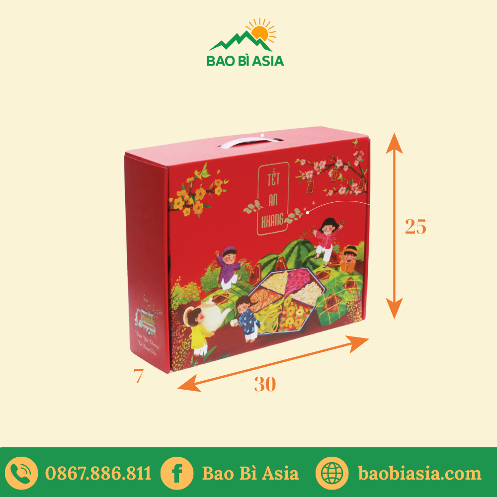 Hộp quà Tết - 30x25x10 - Giấy Crystal