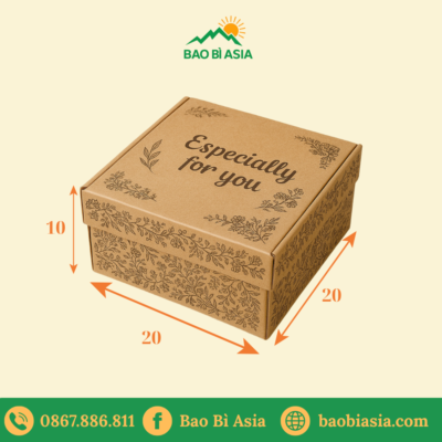 Hộp quà Vintage - 20x20x10 - Giấy Kraft