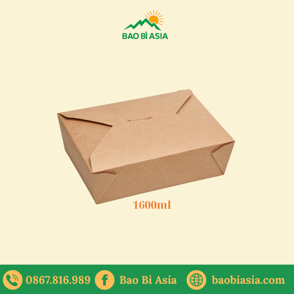 HGK05 – Hộp Kraft thức ăn mang đi 1600 ml