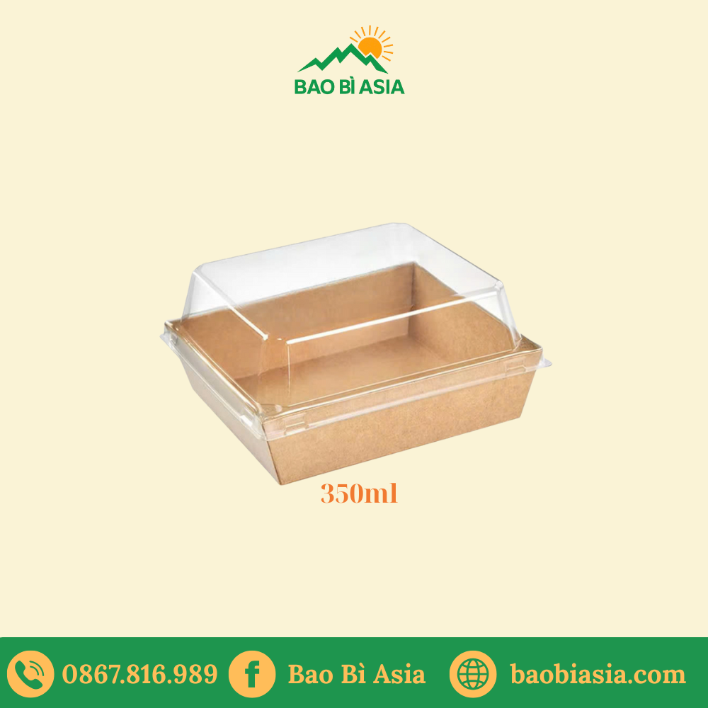HGK07 – Hộp Kraft nắp PET 350 ml