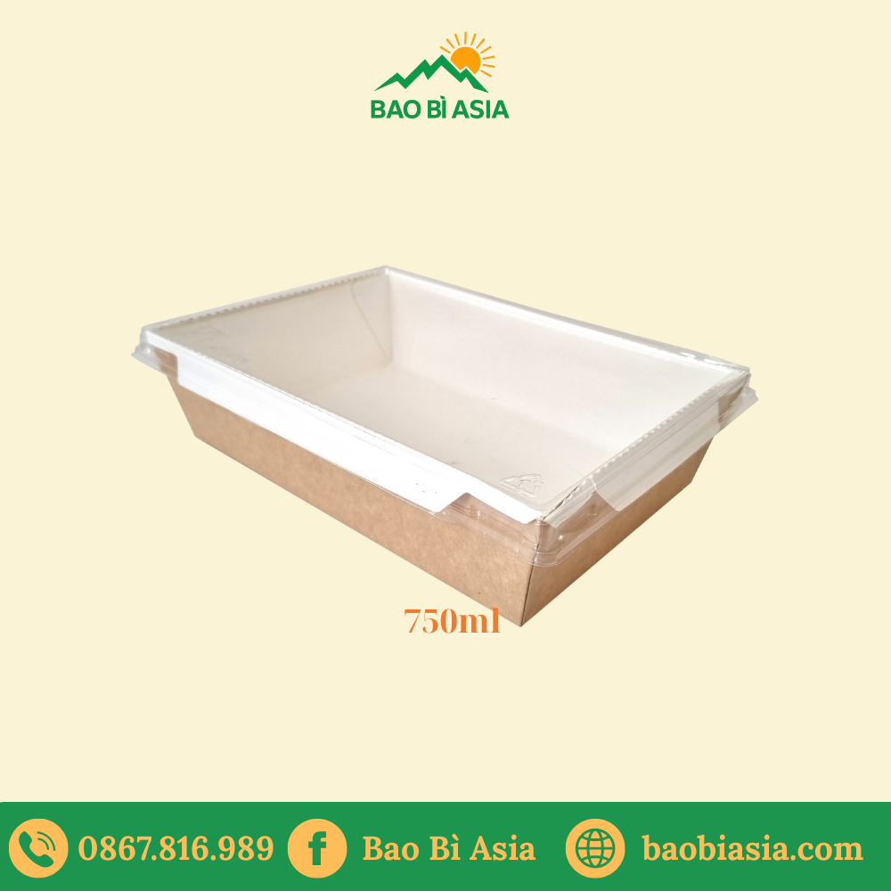 HGK11 – Hộp Kraft nắp PET 750 ml