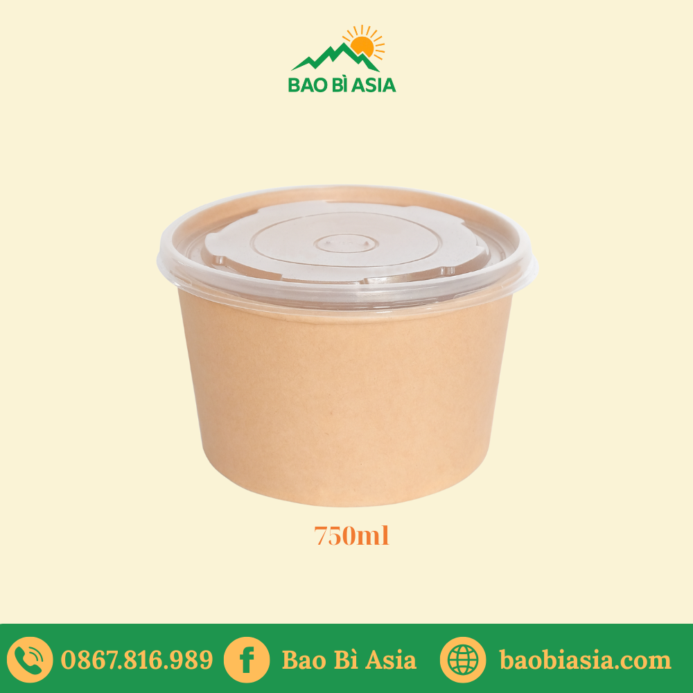 HGK12 – Hộp Kraft nắp PP 750 ml