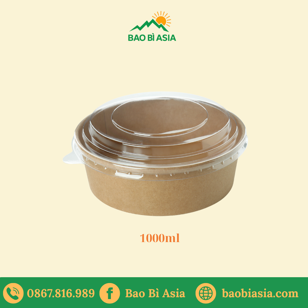 HGK15 – Hộp Kraft nắp PP 1000 ml