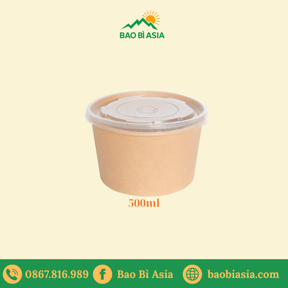 HGK33 – Hộp Kraft dạng tròn 500ml