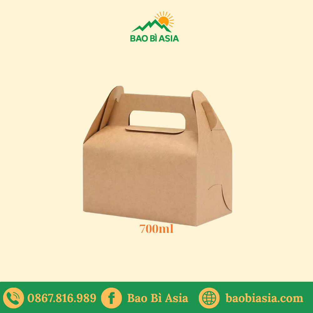HGK37 – Hộp Kraft có quai xách 700ml