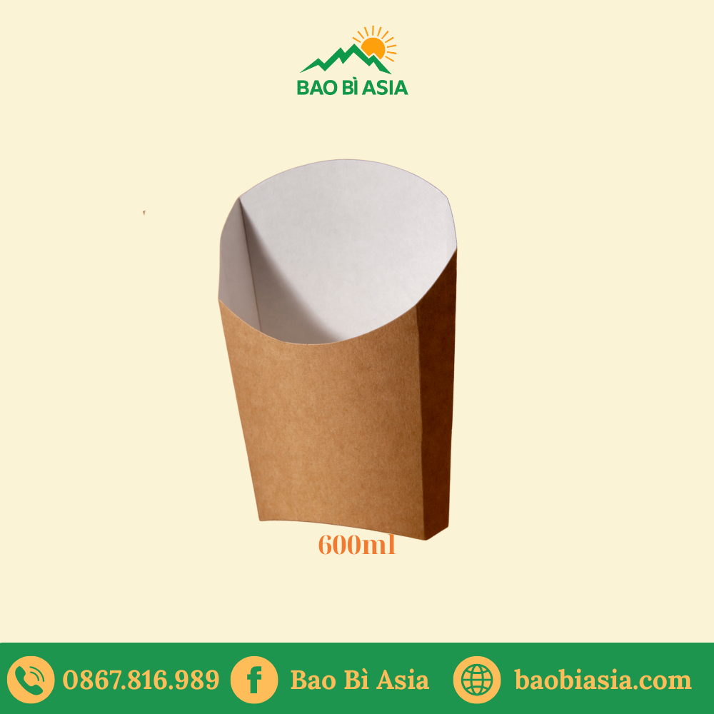 HGK38 – Hộp Kraft đựng khoai tây chiên 600ml