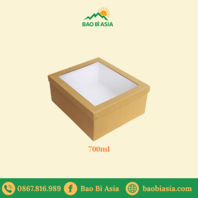 HGK47 – Hộp Kraft đựng quà có cửa sổ mica 700ml