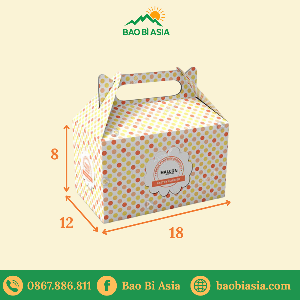 Hộp giấy có quai đựng bánh ngọt HG15