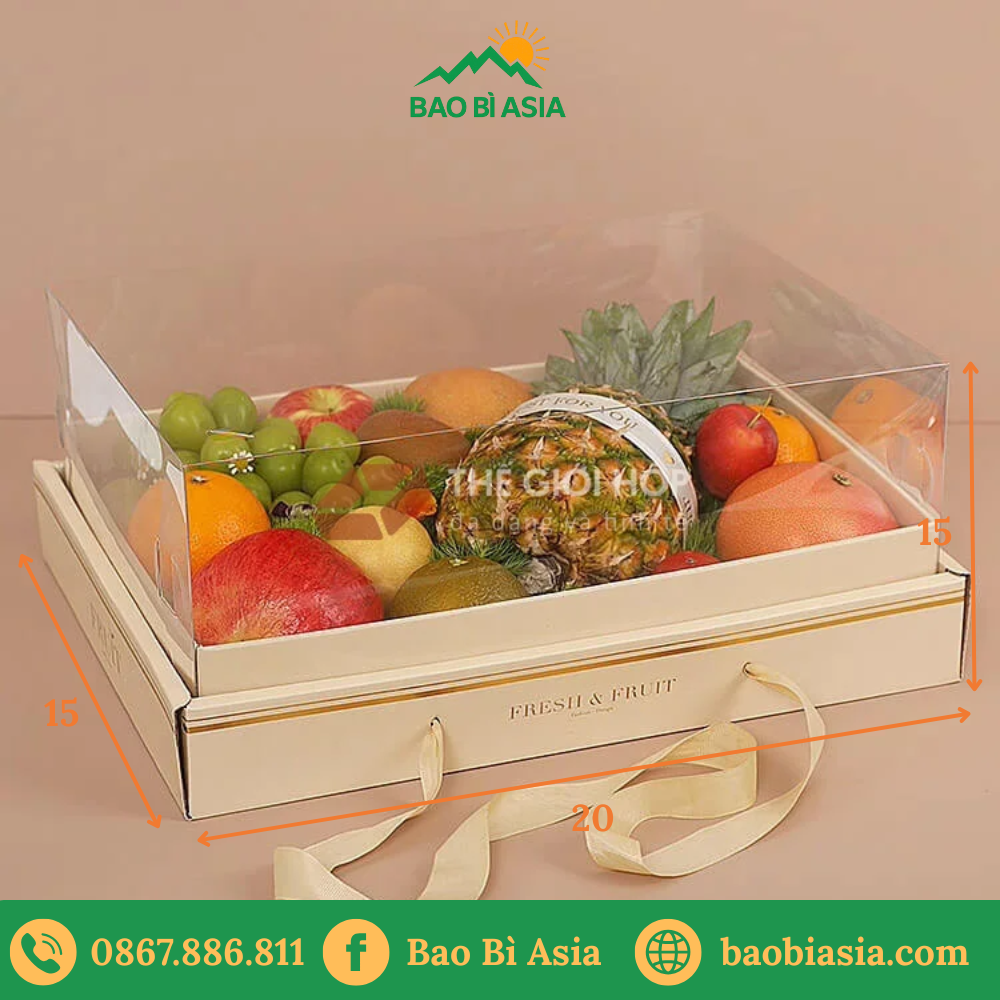 Hộp quà giấy kết hợp khung nhựa HQG14