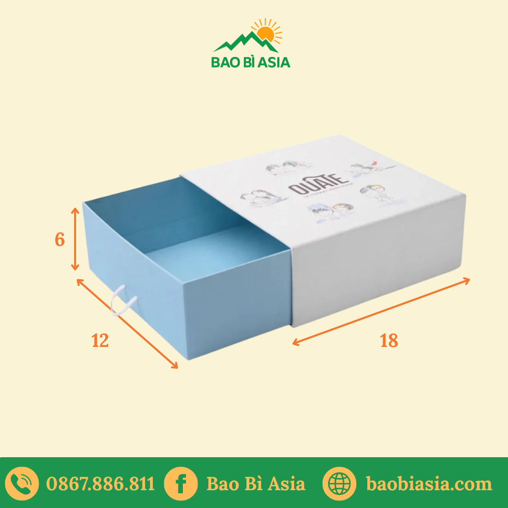 Hộp quà giấy trượt 2 lớp HQG09
