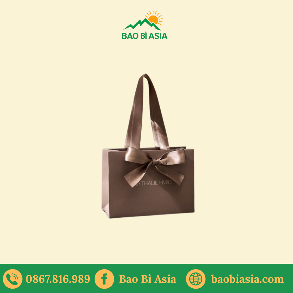 TG14 Túi Giấy Ivory Quai Ruy Băng 27 x 10 x 35 cm