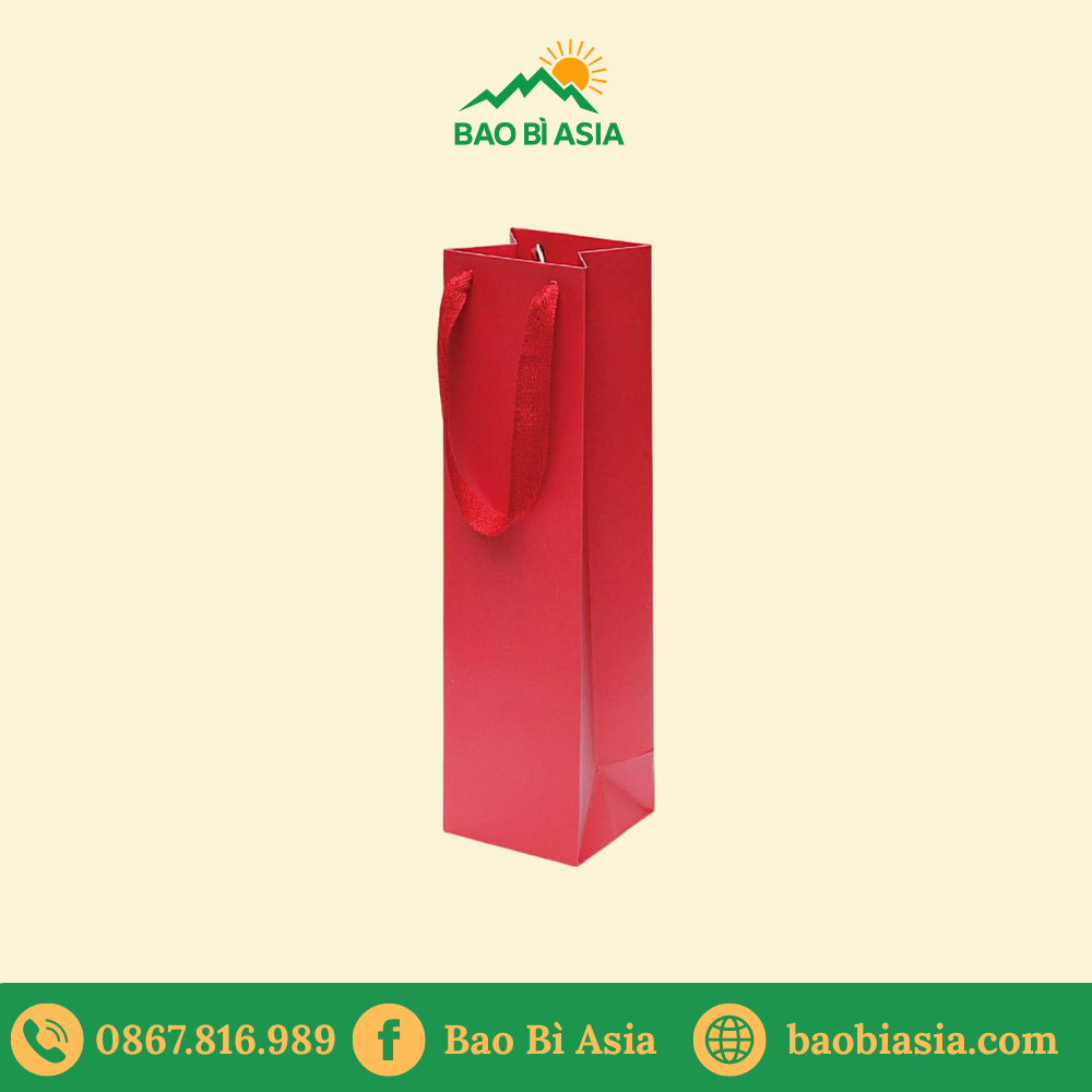 TG17 Túi Giấy Đựng Rượu Vang Cán Bóng 12 x 10 x 34 cm