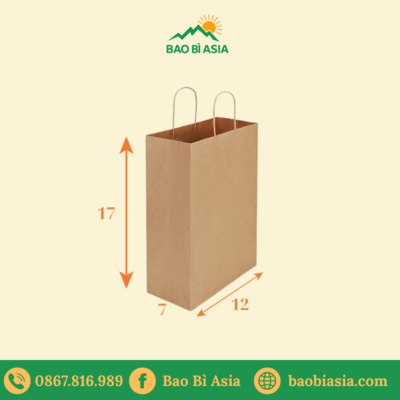 TK01 Túi Kraft trơn nâu nhỏ 12×7×17