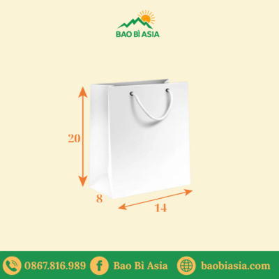 TK02 Túi Kraft trắng quai giấy 14×8×20