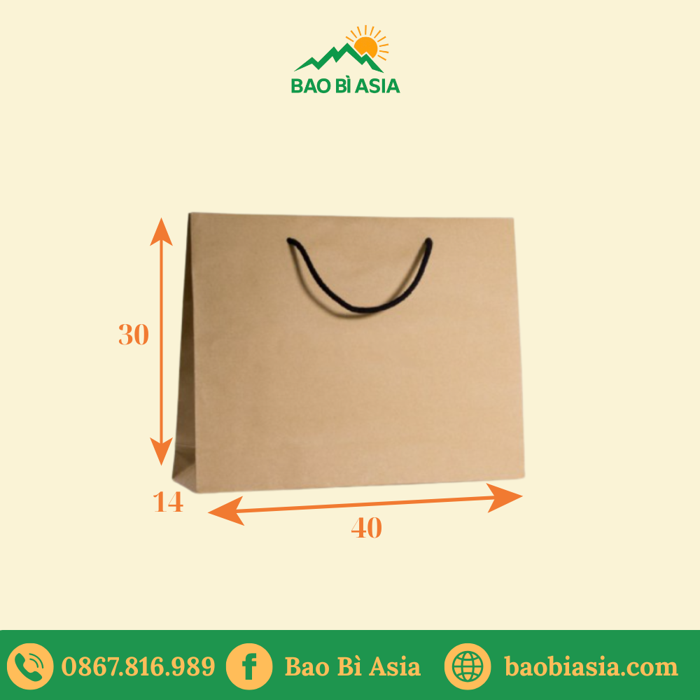 TK04 Túi Kraft nâu size XL 40×14×30