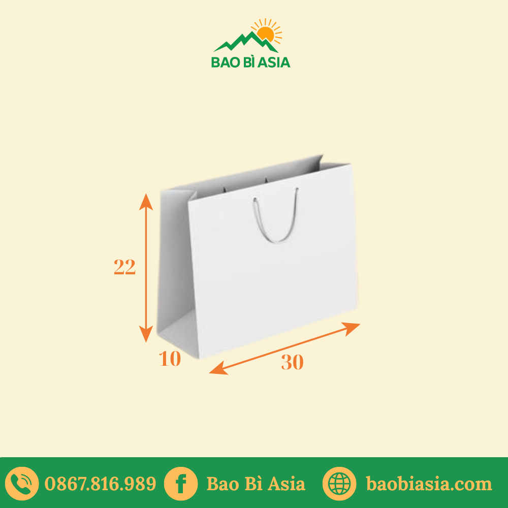 TK11 Túi Kraft trắng size M 30×10×22