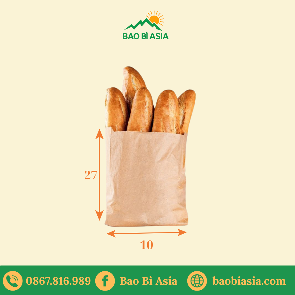 TK13 Túi Kraft đựng bánh mì 10×8×22