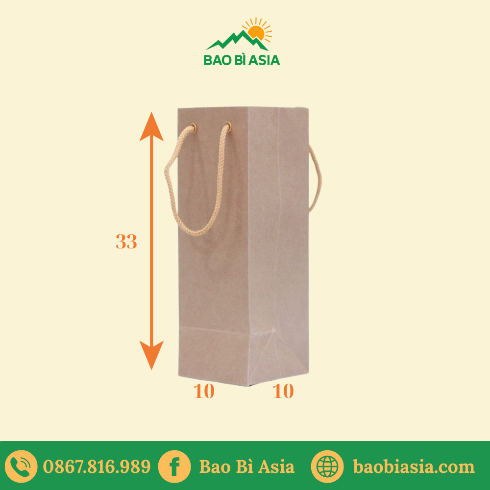 TK17 Túi Kraft đựng bình nước 10×10×33